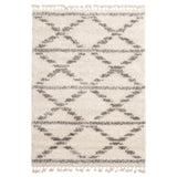 Cream Grey Tassel Trellis Casual Shag