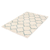 Cream Blue Grammercy Trellis Casual Shag Soft Rug