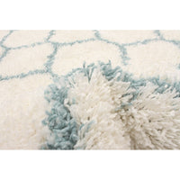 Cream Blue Grammercy Trellis Casual Shag Soft Rug