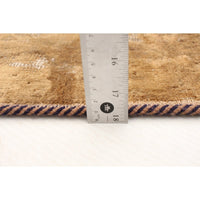 Hand-knotted Color Patchwork Tan Wool Soft Rug