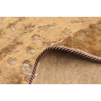 Hand-knotted Color Patchwork Tan Wool Soft Rug