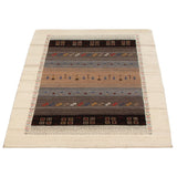 Hand-knotted Indian Gabbeh Cream Viscose Soft Rug