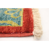 Hand-knotted Peshawar Ottoman Blue, Green Wool Soft Rug