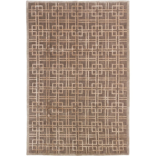 Hand-knotted Silk Touch Brown Silk, Wool Soft Rug