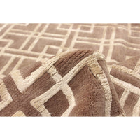 Hand-knotted Silk Touch Dark Brown Silk, Wool Soft Rug