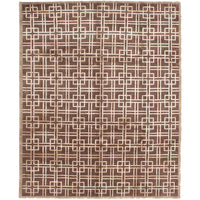Hand-knotted Silk Touch Dark Brown Silk, Wool Soft Rug