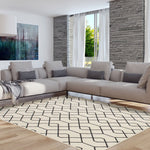 White Navy Trellis Modern Contemporary Soft Rug