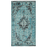 Medallion Aqua Blue Traditional Soft Area Rug