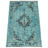 Medallion Aqua Blue Traditional Soft Area Rug