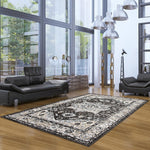 Grey Teal Traditional Soft Rug