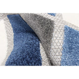 Ivory Blue Geometric Indoor/ Outdoor soft Rug