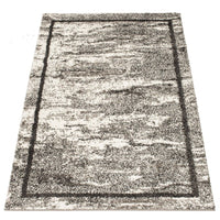 Modern Ivory Grey Border Soft Shag Area Rug