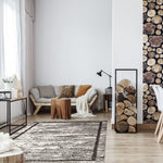 Modern Ivory Grey Border Soft Shag Area Rug