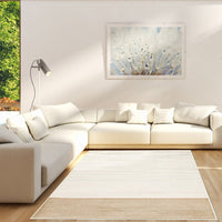 White Tan Modern & Contemporary Soft Rug