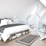 Grey Bordered Indoor/ Outdoor Soft Rug