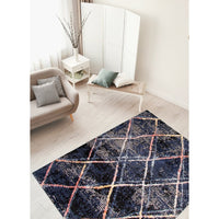 Abstract Blue Grey Moroccan Soft Rug