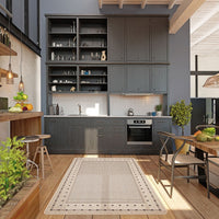 Chocolate Bordered Indoor/ Outdoor Rug