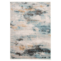 Abstract Modern Blue Multi Contemporary Soft Rug