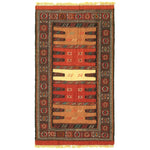 Flat-weave Ottoman Natura Brown, Copper Wool Soft  Kilim Rug