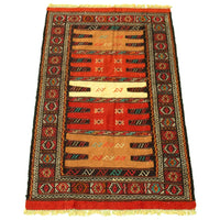 Flat-weave Ottoman Natura Brown, Copper Wool Soft  Kilim Rug