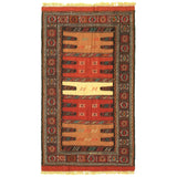 Flat-weave Ottoman Natura Brown, Copper Wool Soft  Kilim Rug