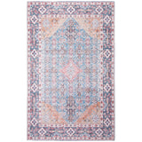 Blue Grey Machine Washable Bohemian & Eclectic Soft Rug