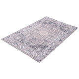 Blue Grey Machine Washable Bohemian & Eclectic Soft Rug
