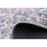 Blue Grey Machine Washable Bohemian & Eclectic Soft Rug
