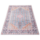 Blue Grey Machine Washable Bohemian & Eclectic Soft Rug