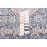 Blue Grey Machine Washable Bohemian & Eclectic Soft Rug