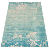 Abstract Teal Blue Modern Contemporary Soft Rug