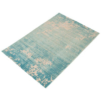 Abstract Teal Blue Modern Contemporary Soft Rug