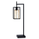 StyleCraft Elijah Black Metal and Glass Table Lamp with Amber Tinted Glass Shade