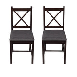 Ema Rubber Wood Fabric Dining Chair with Leg (Set of 2) - 20"L x 15"W x 34"H