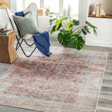 Traditional Floral Machine Washable Area Soft Rug