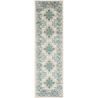Transitional Border Soft Teal Lime Ivory Area Rug