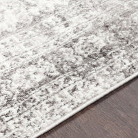 Oriental Charcoal Light Gray White Area Rug