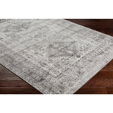 Oriental Charcoal Light Gray White Area Rug
