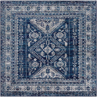 Distressed Persian Pattern Navy Blue Gray Soft Area Rug