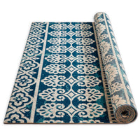 Modern Floral Ivory Blue Short Pile Area Rug