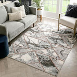 Retro Marble Pattern Grey Blush Glam Soft Area Rug
