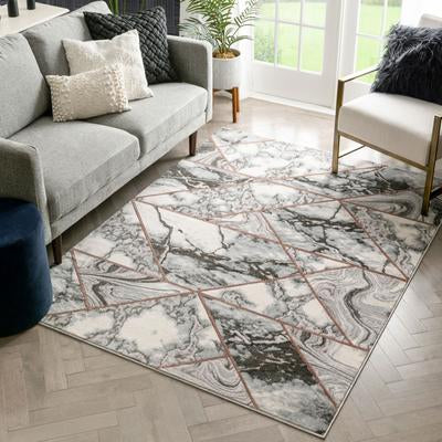 Retro Marble Pattern Grey Blush Glam Soft Area Rug