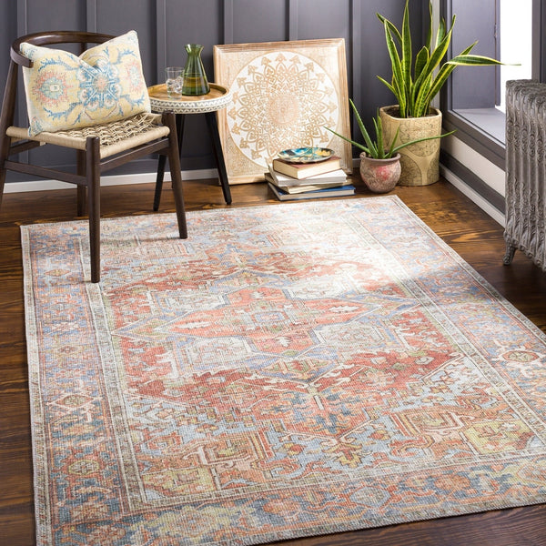 Traditional Medallion Machine Washable Area Soft Rug