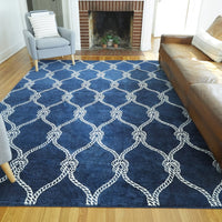 Nautical Trellis Coastal Soft Area Rug