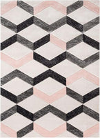 Blush Pink Modern Zigzag Geometric 3D Textured Soft Area Rug
