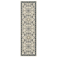 Anetsi Textured Traditional Ivory and Navy Soft Area Rug