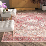 Daguiar Pink and Blue Medallion Soft Area Rug