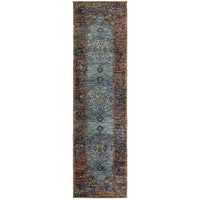 Medallion Blue Orange Soft Area Rug