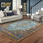 Medallion Blue Orange Soft Area Rug