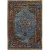 Medallion Blue Orange Soft Area Rug